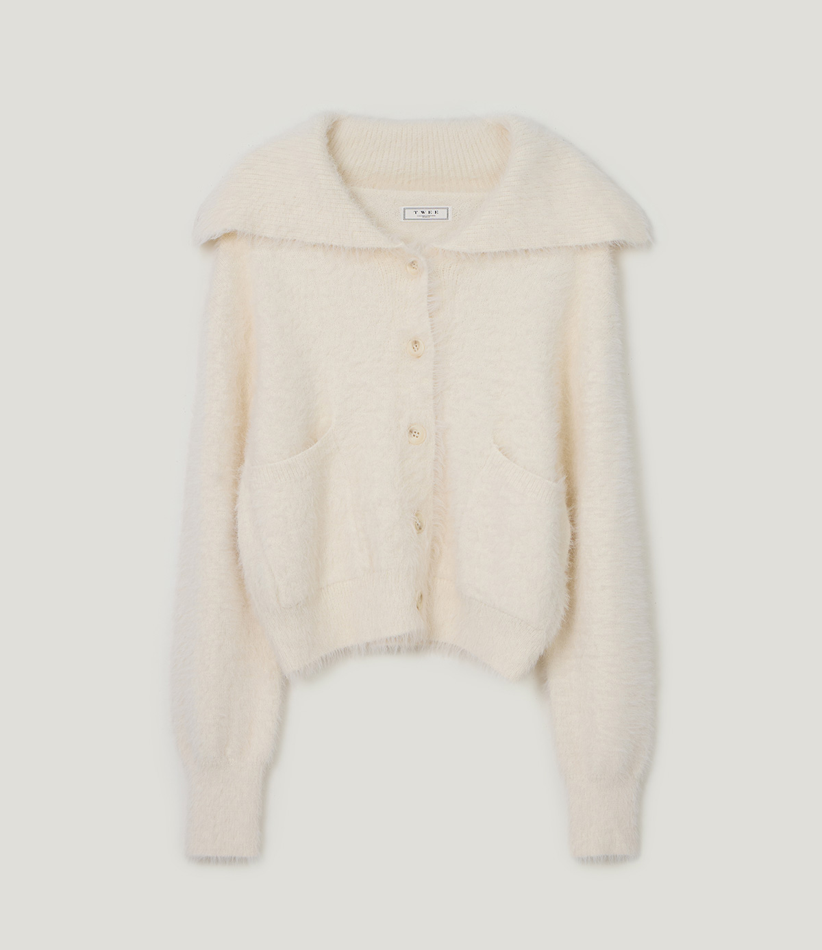 TWEE Sophie brushed collar knit long sleeve cardigan - Product detail view