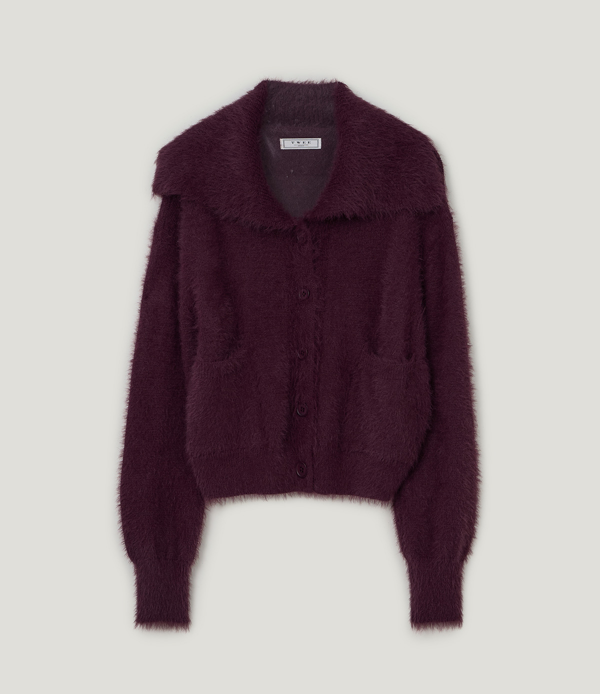 TWEE Sophie brushed collar knit long sleeve cardigan - Product detail view
