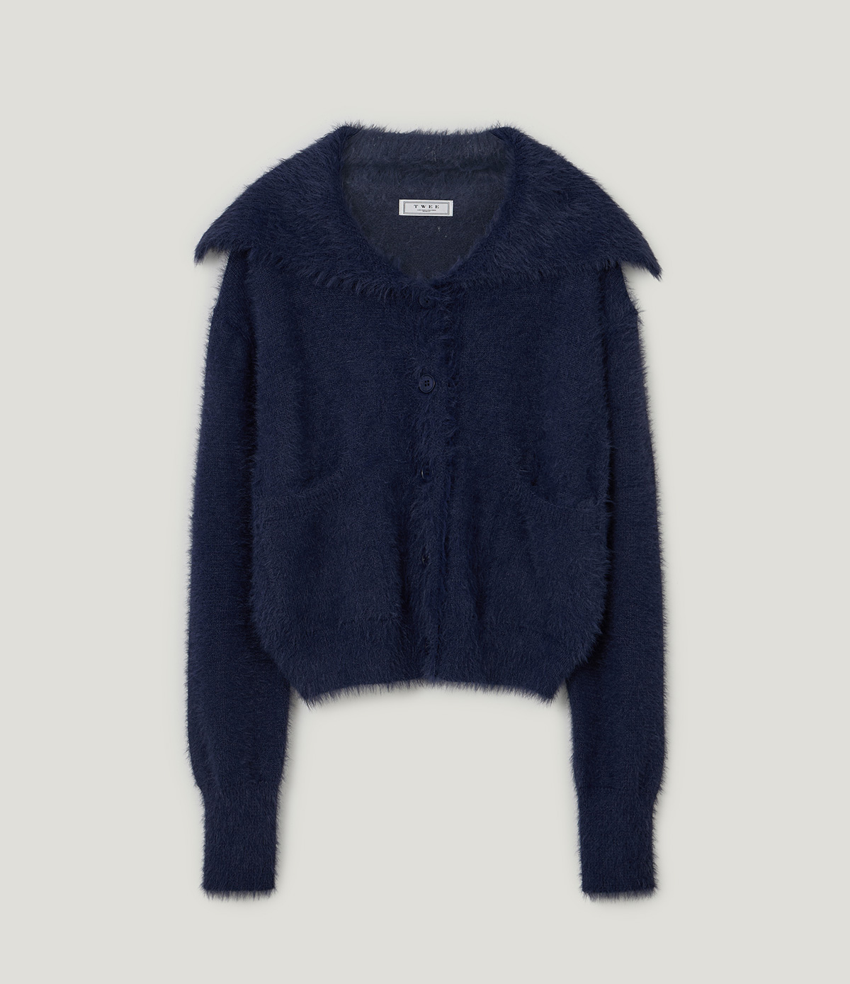 TWEE Sophie brushed collar knit long sleeve cardigan - Product detail view