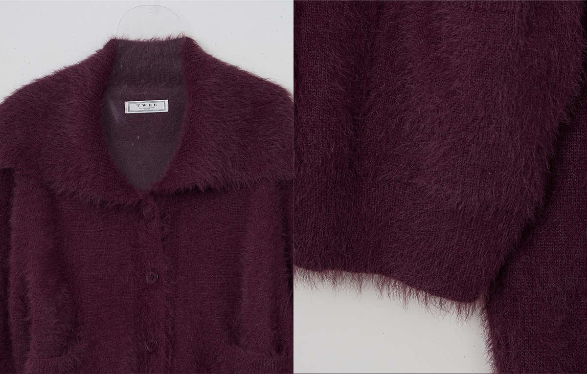 TWEE Sophie brushed collar knit long sleeve cardigan - Product detail view