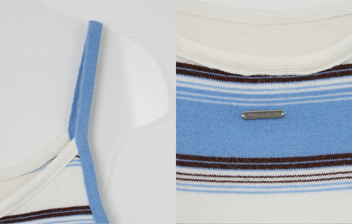 TWEE Curvin wide stripe sleeveless cardigan set - Product detail view