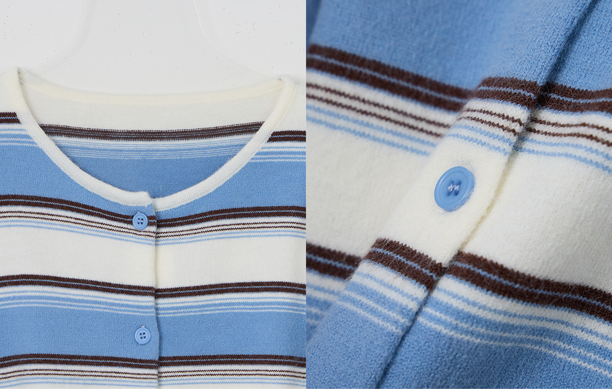 TWEE Curvin wide stripe sleeveless cardigan set - Product detail view