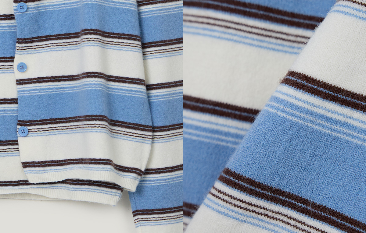 TWEE Curvin wide stripe sleeveless cardigan set - Product detail view
