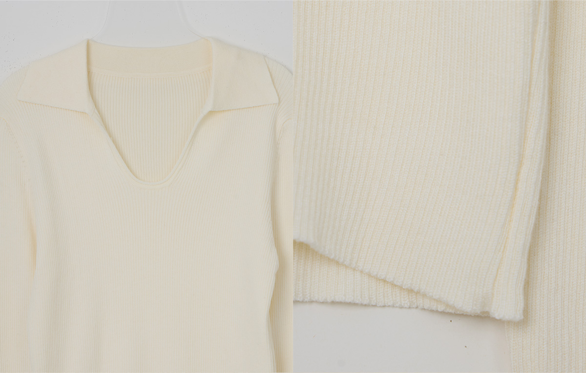 TWEE Ejeun open collar U-neck long sleeve knit - Product detail view