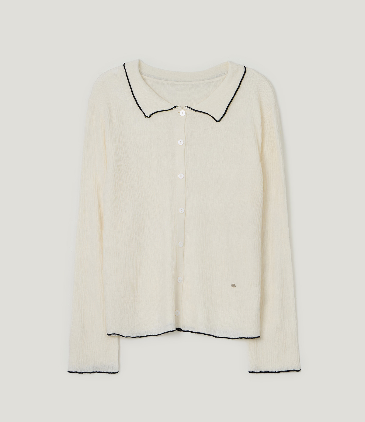 TWEE Hale collar contrast knit long sleeve cardigan - Product detail view
