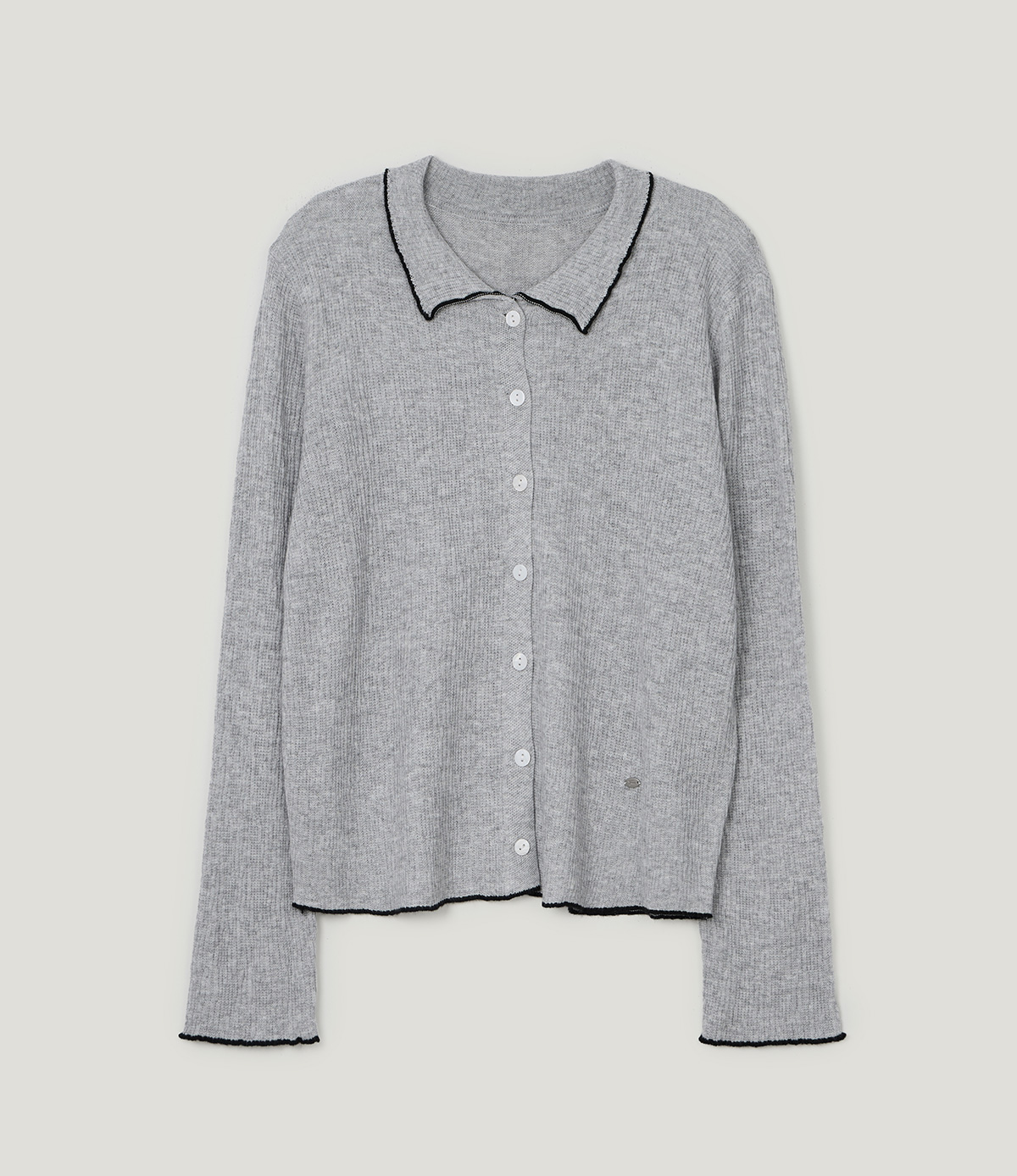 TWEE Hale collar contrast knit long sleeve cardigan - Product detail view