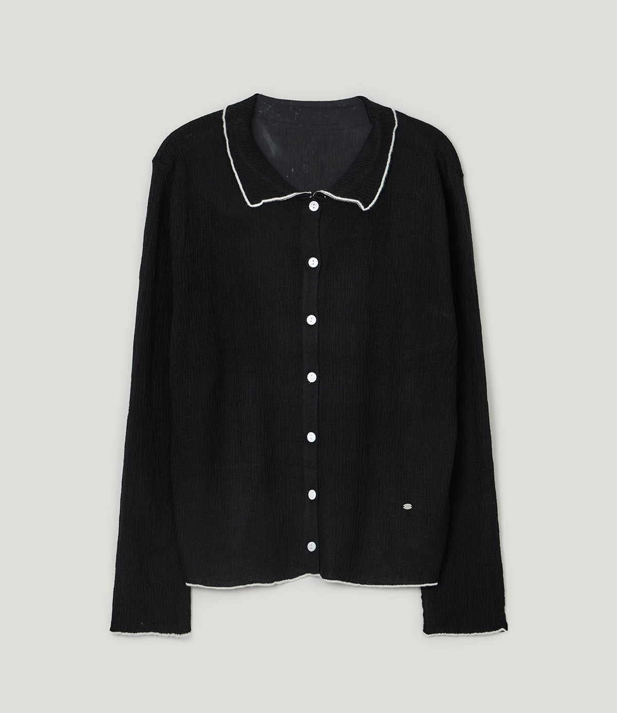 TWEE Hale collar contrast knit long sleeve cardigan - Product detail view