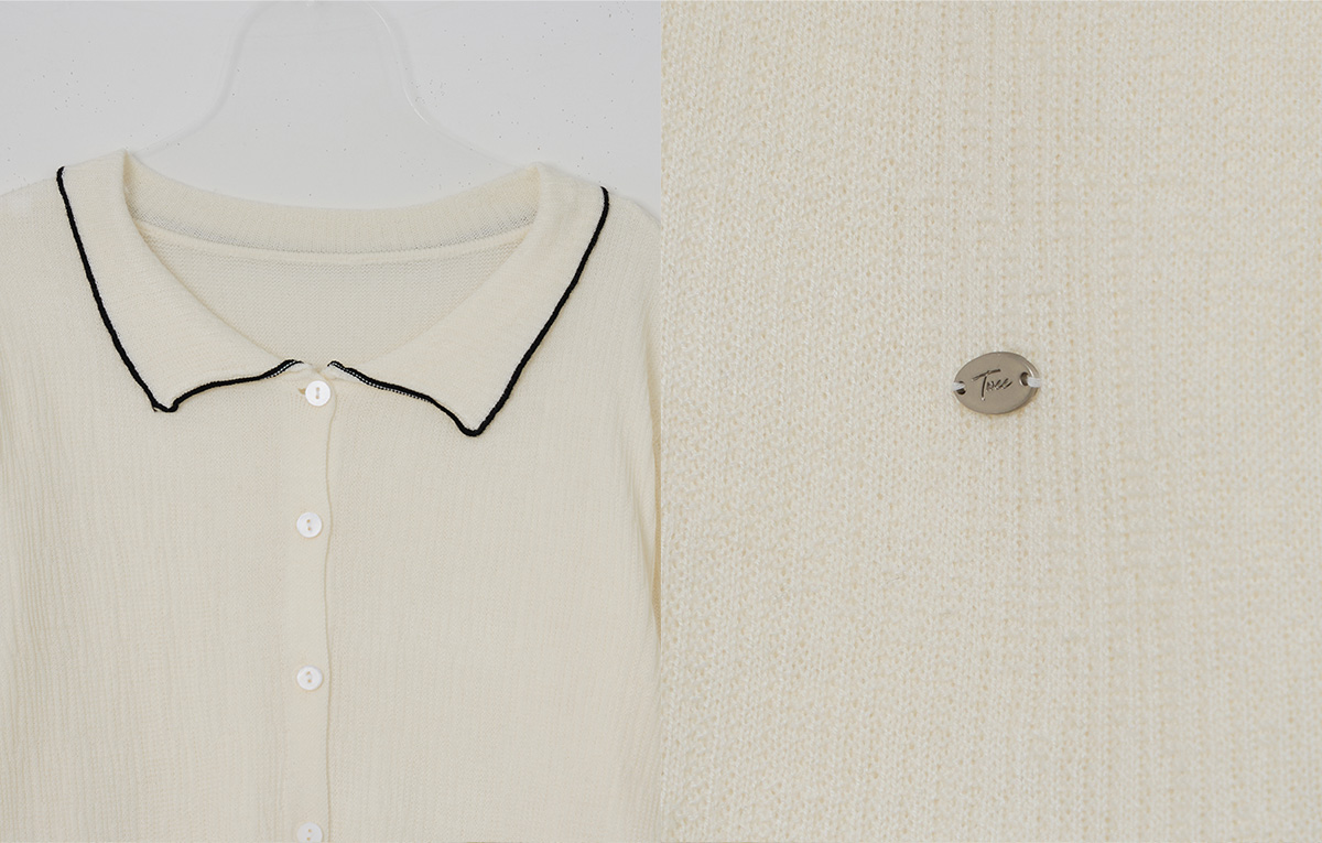 TWEE Hale collar contrast knit long sleeve cardigan - Product detail view