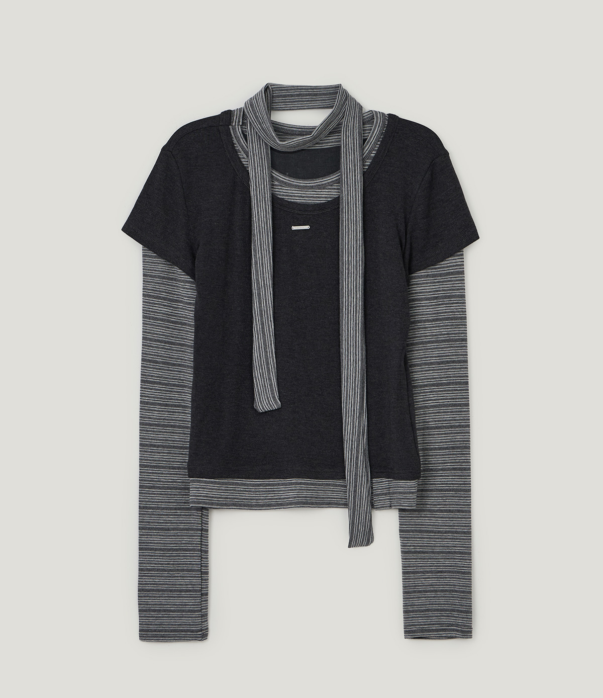 TWEE Solen stripe layered long sleeve T-shirt (strap set) - Product detail view