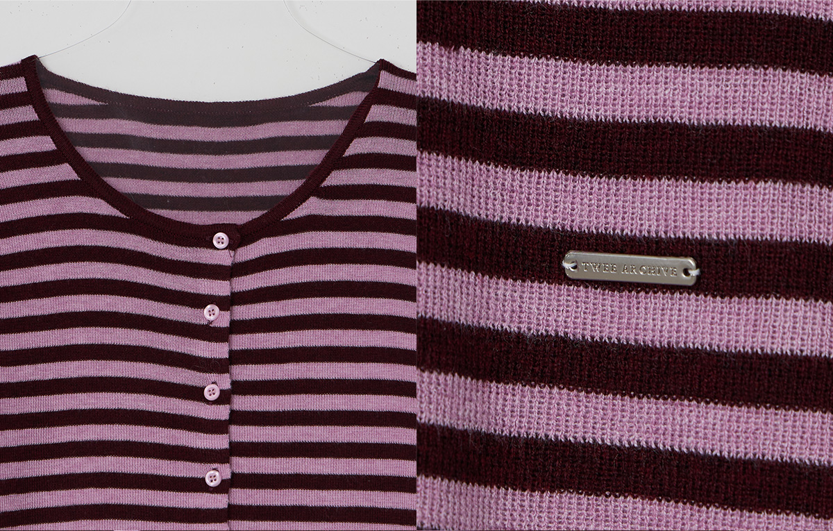 TWEE Pera stripe knit long sleeve cardigan - Product detail view