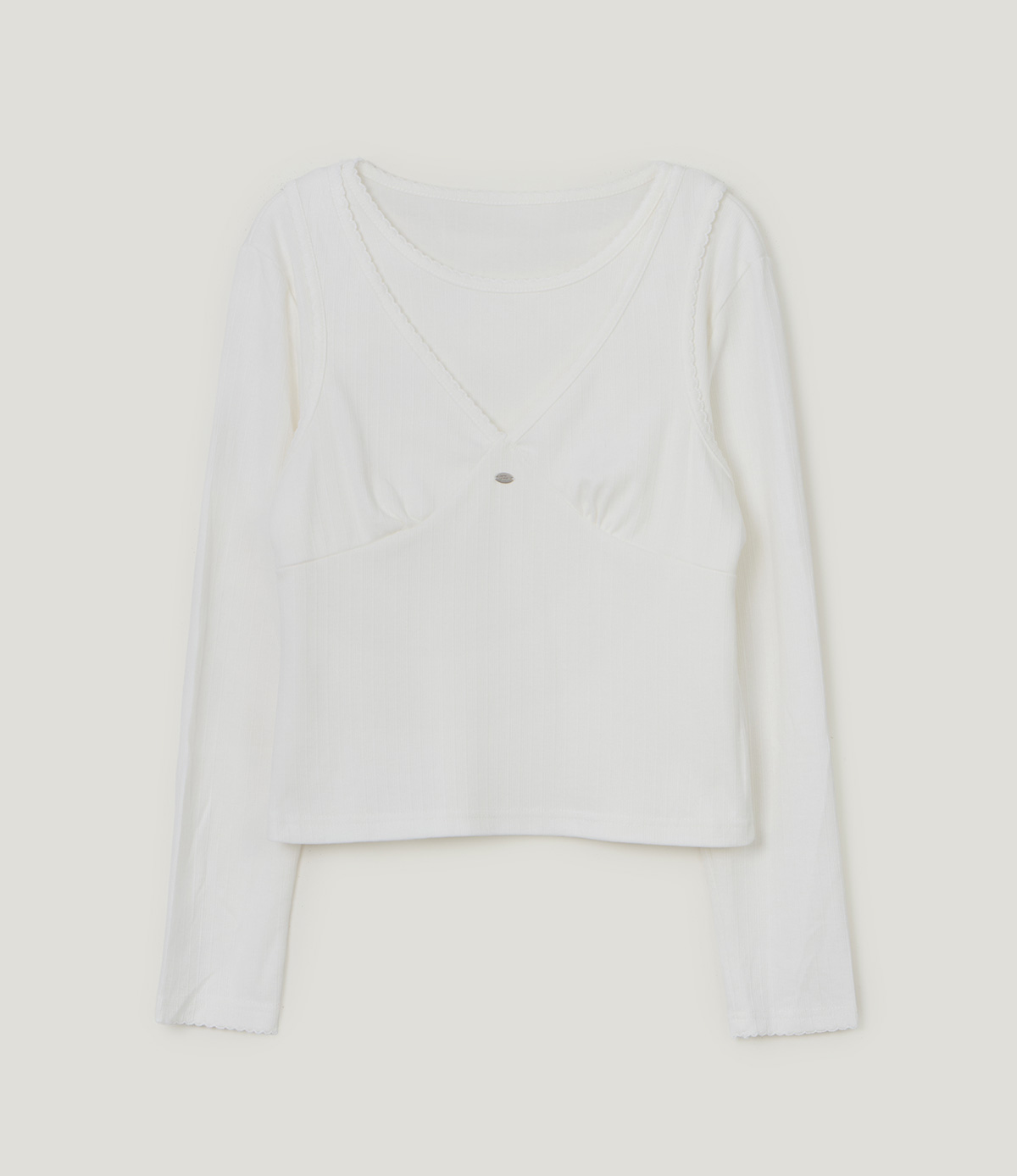 TWEE Bokle lace sleeveless long sleeve T-shirt set - Product detail view