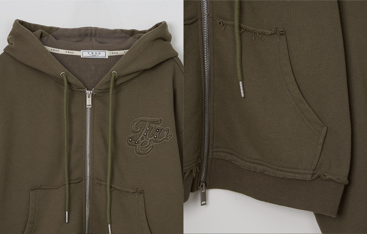 TWEE Revet stud hood zip-up - Product detail view