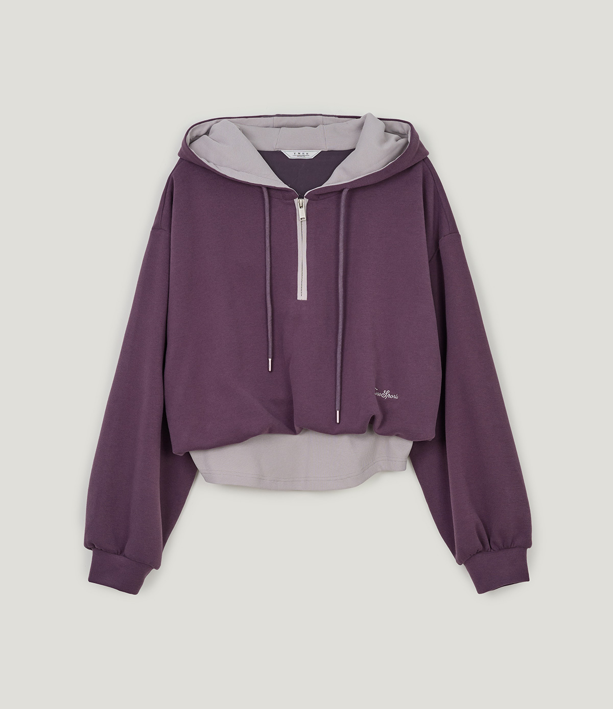 TWEE Medi layered half hood zip-up T-shirt - Product detail view