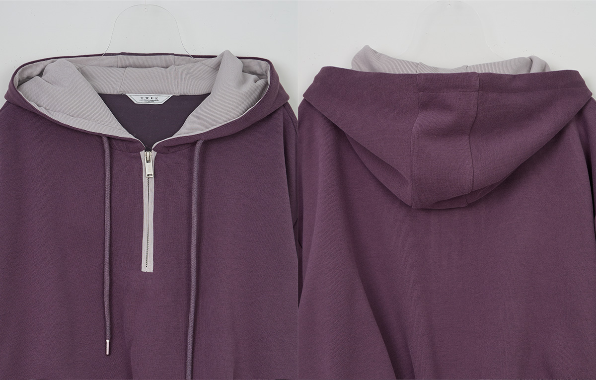 TWEE Medi layered half hood zip-up T-shirt - Product detail view