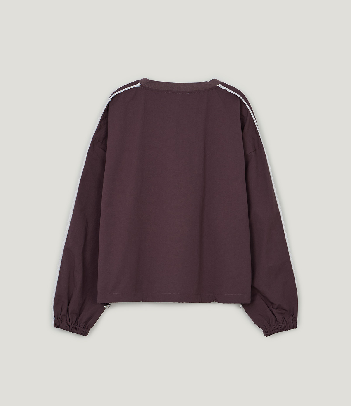 TWEE Mopen lace nylon V-neck long sleeve sweatshirt - Product detail view