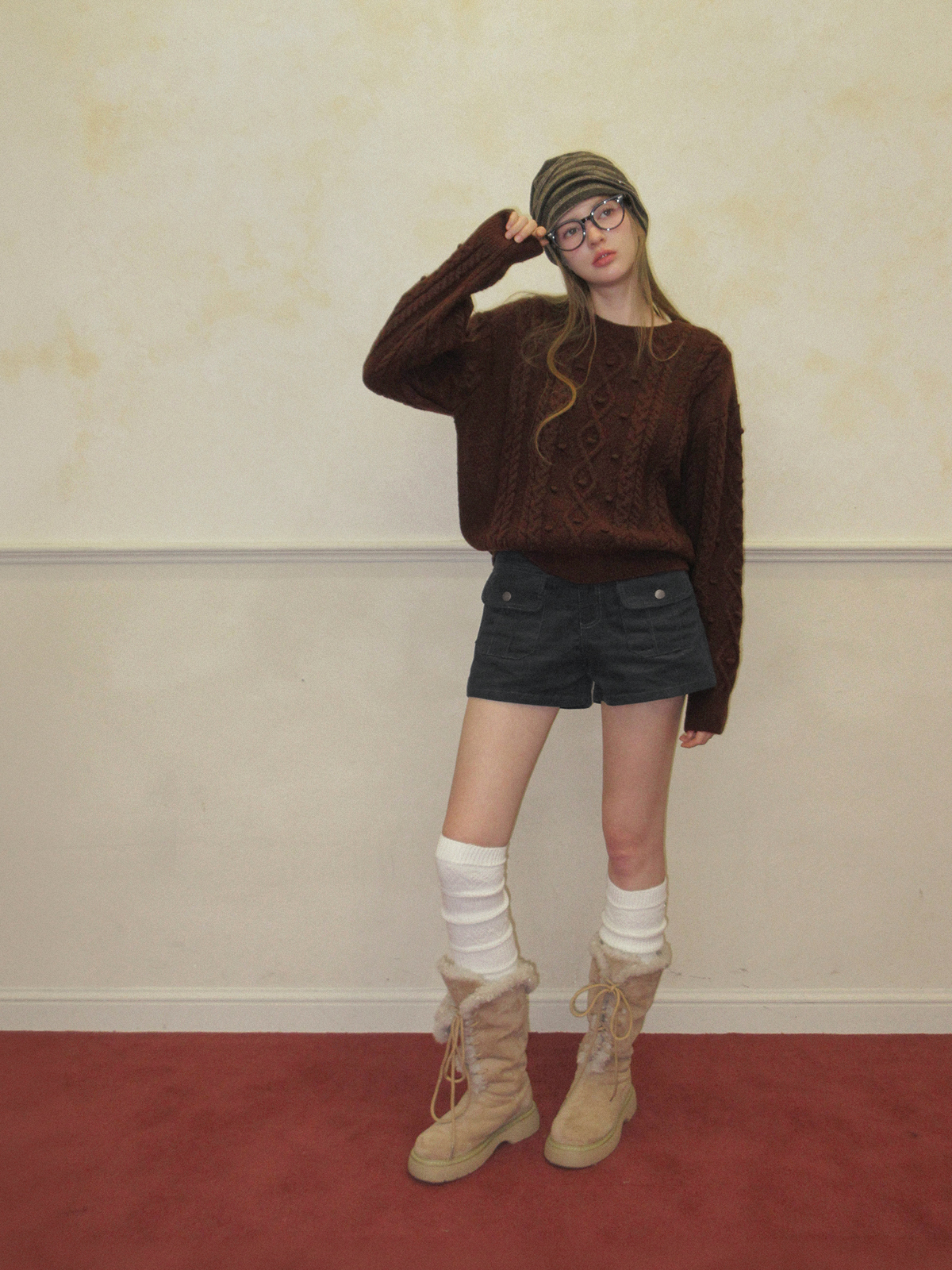 TWEE Nutt big pocket corduroy shorts - Model styling view