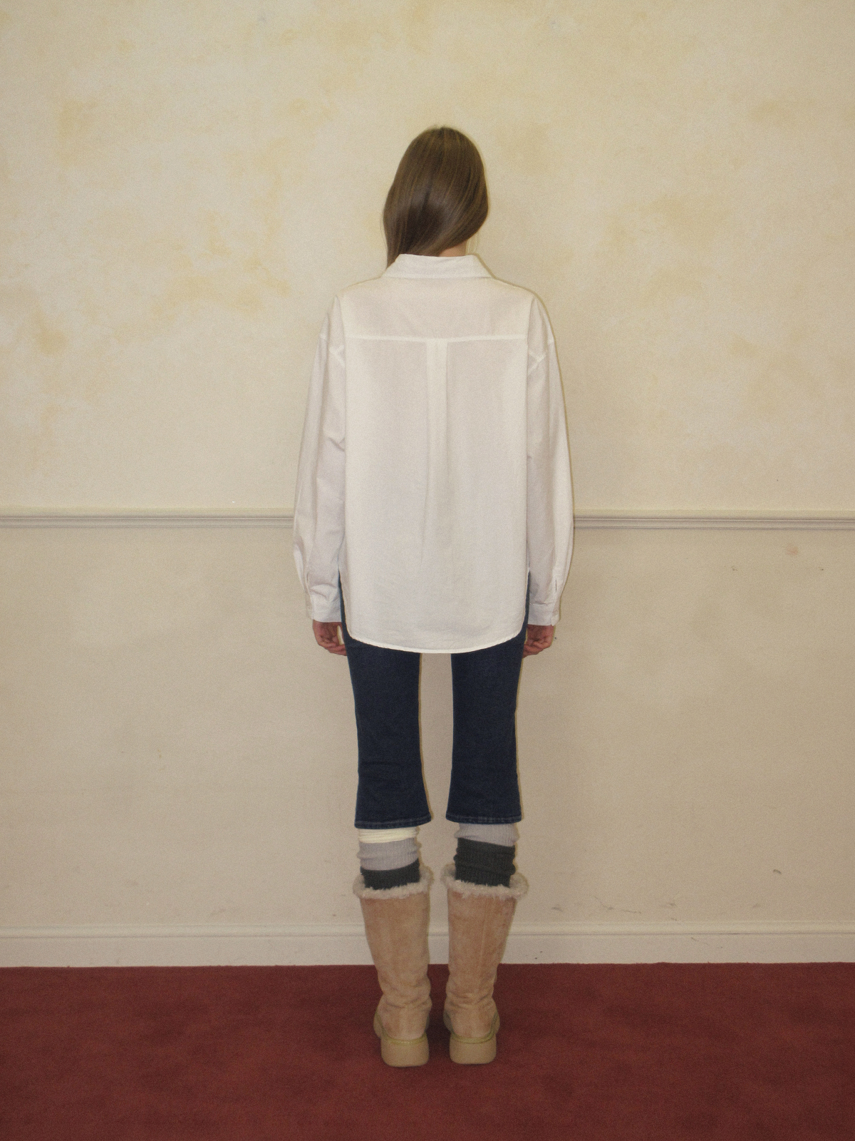 TWEE Patter basic pocket long sleeve shirt - Model styling view