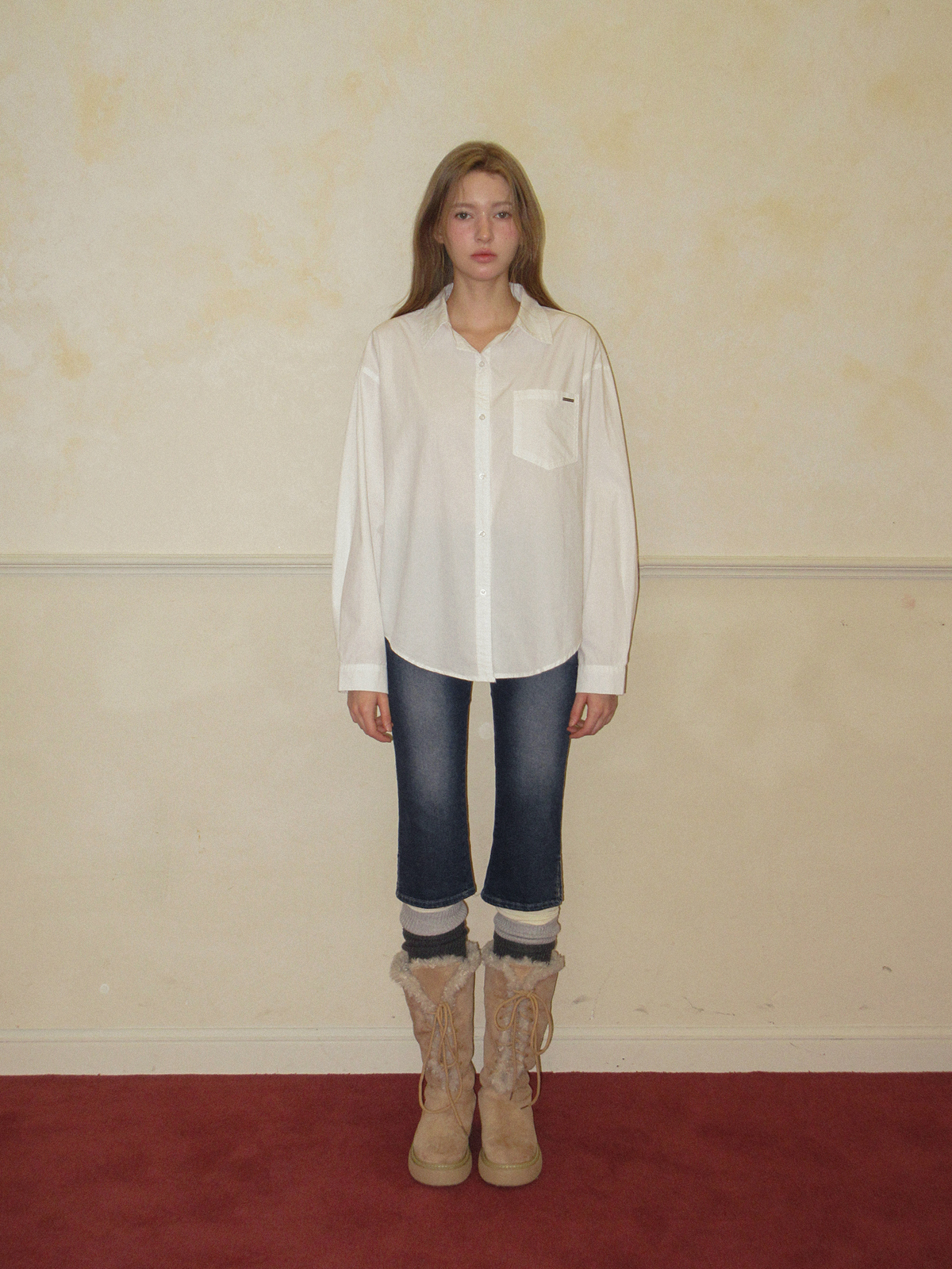 TWEE Dezel washed capri denim pants - Model styling view