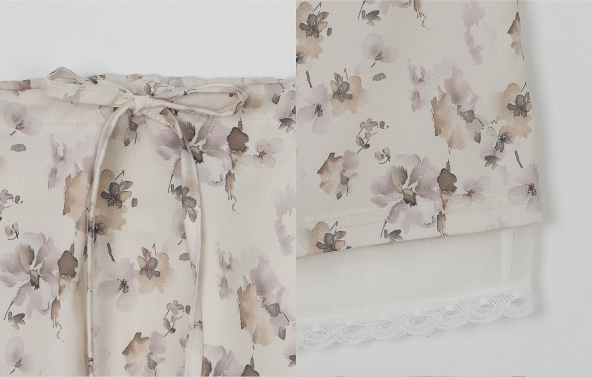 TWEE Word floral pattern satin midi skirt - Product detail view