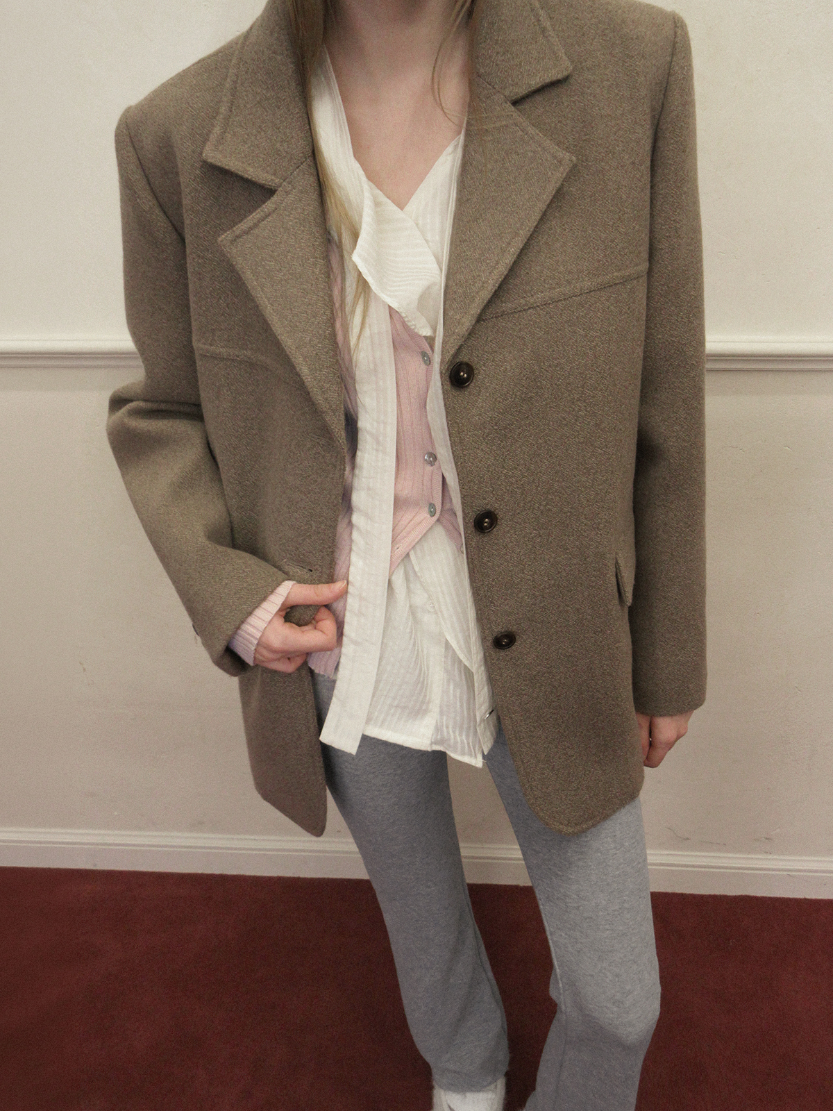 TWEE Denz classic oversized long sleeve jacket - Model styling view