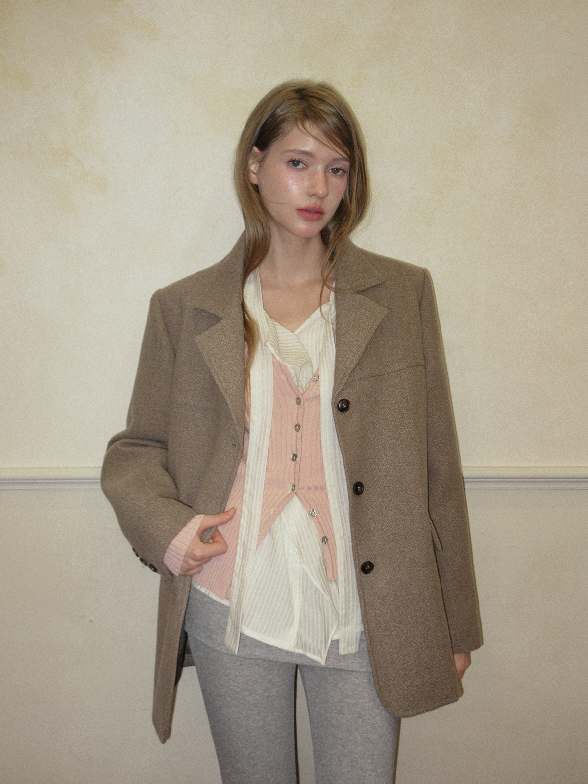 TWEE Denz classic oversized long sleeve jacket - Model styling view