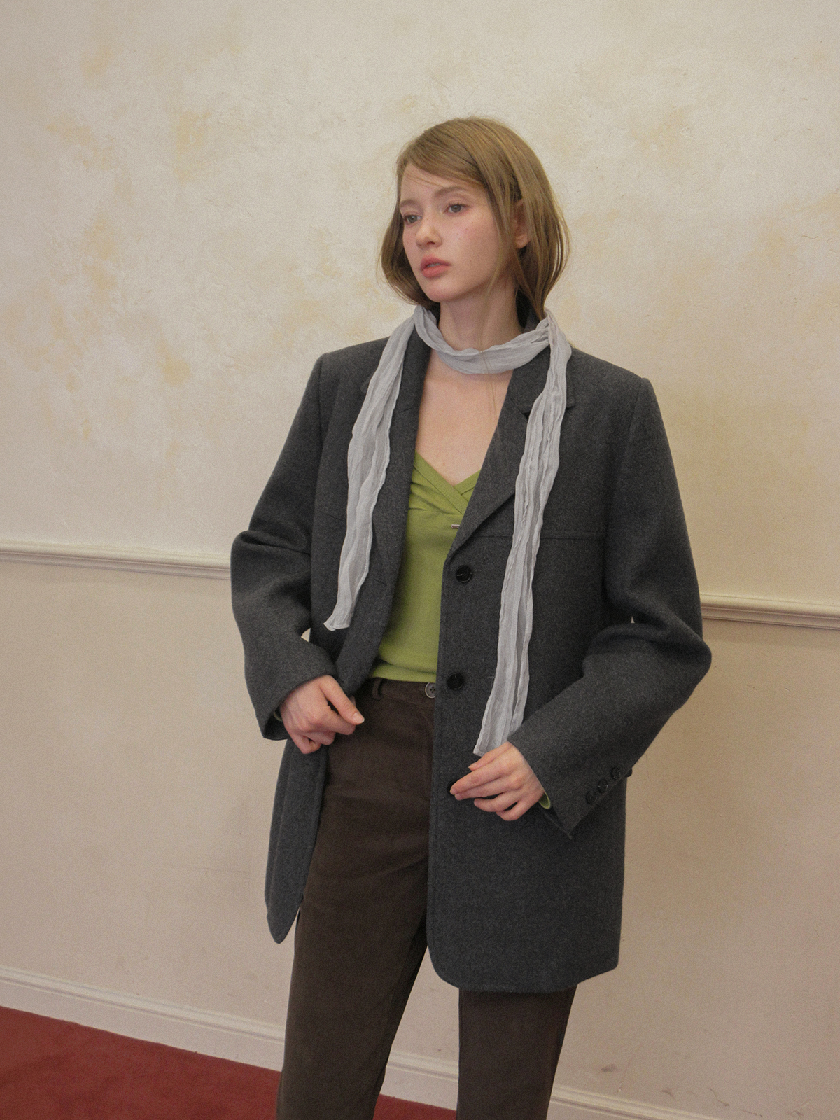 TWEE Denz classic oversized long sleeve jacket - Model styling view