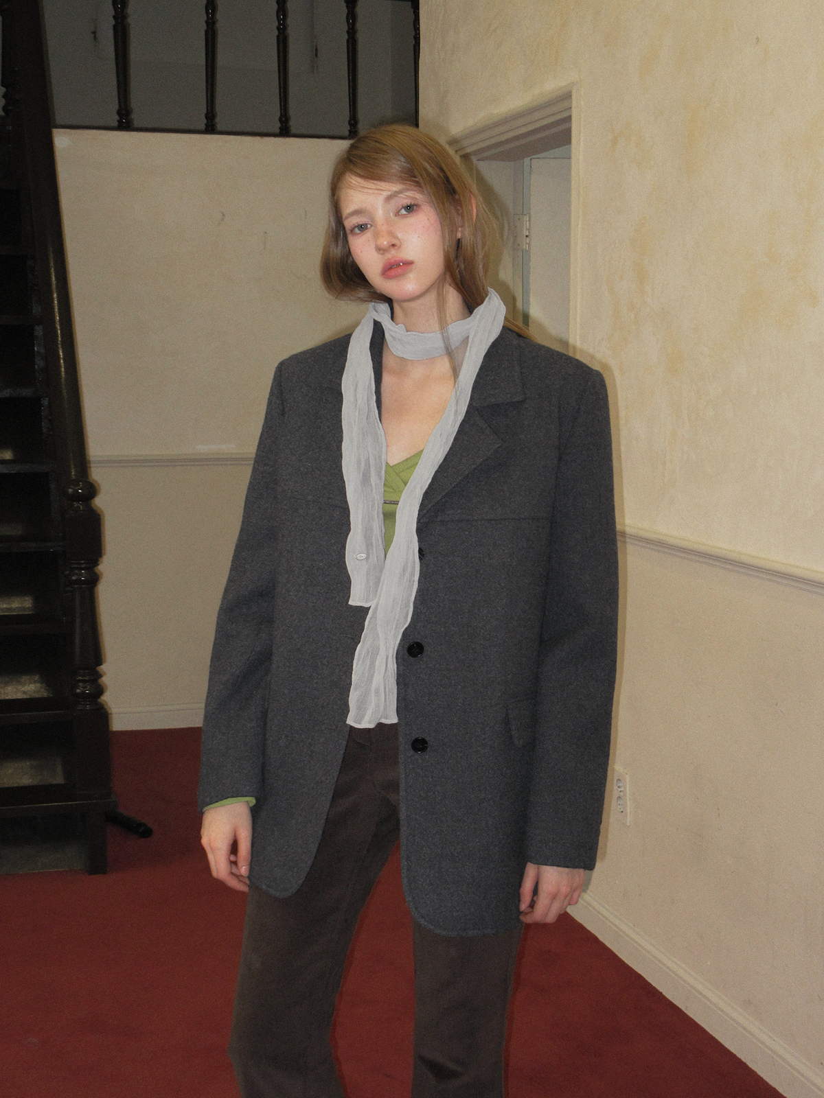 TWEE Denz classic oversized long sleeve jacket - Model styling view