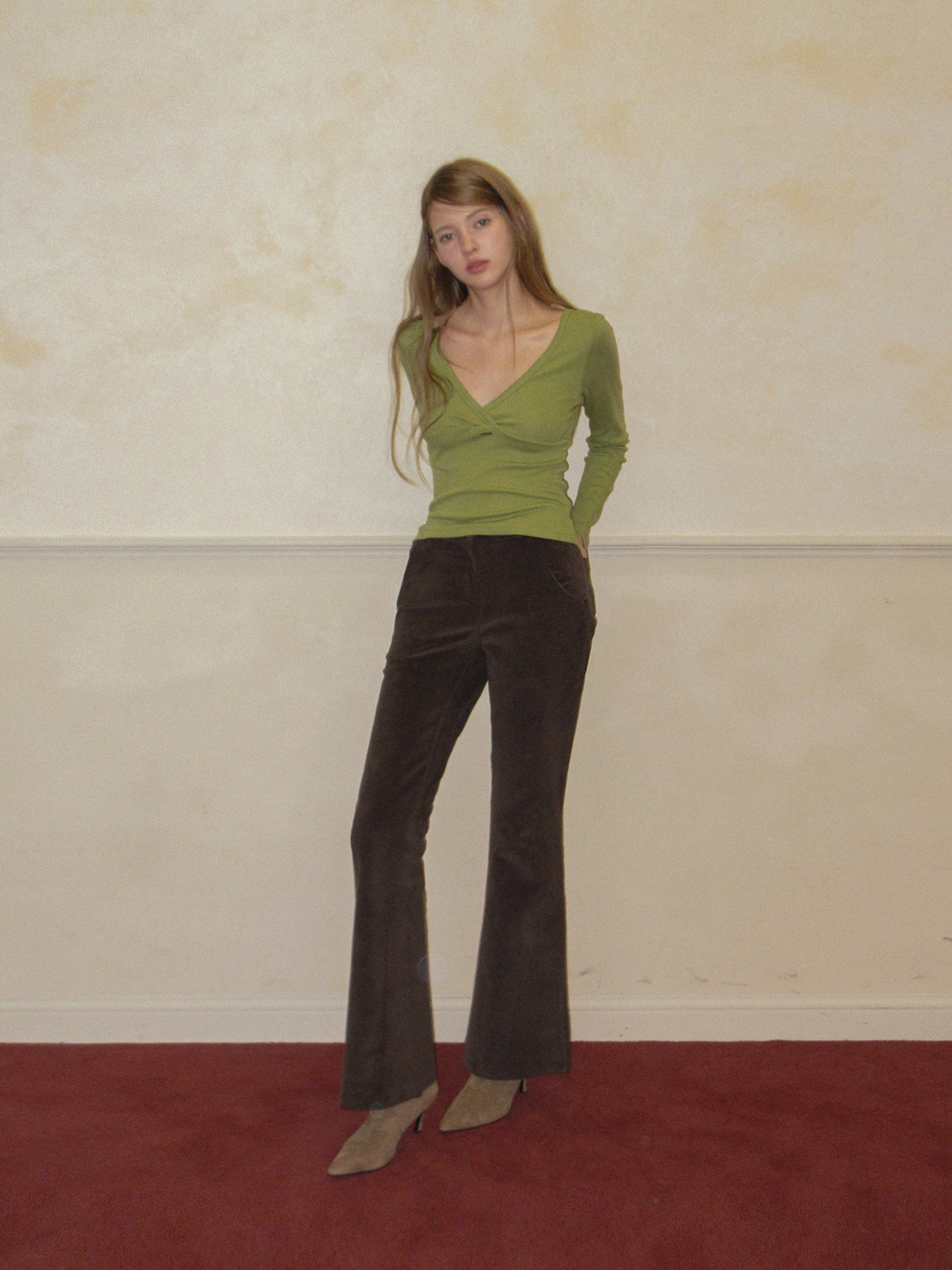 TWEE Relly wrap long sleeve T-shirt - Model styling view