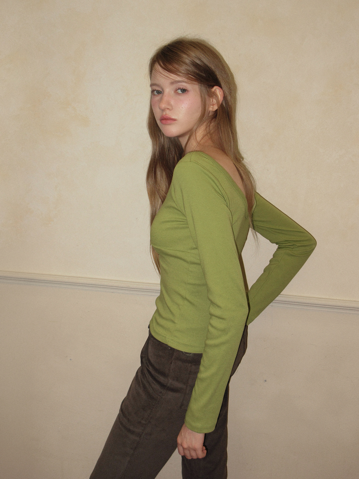 TWEE Relly wrap long sleeve T-shirt - Model styling view