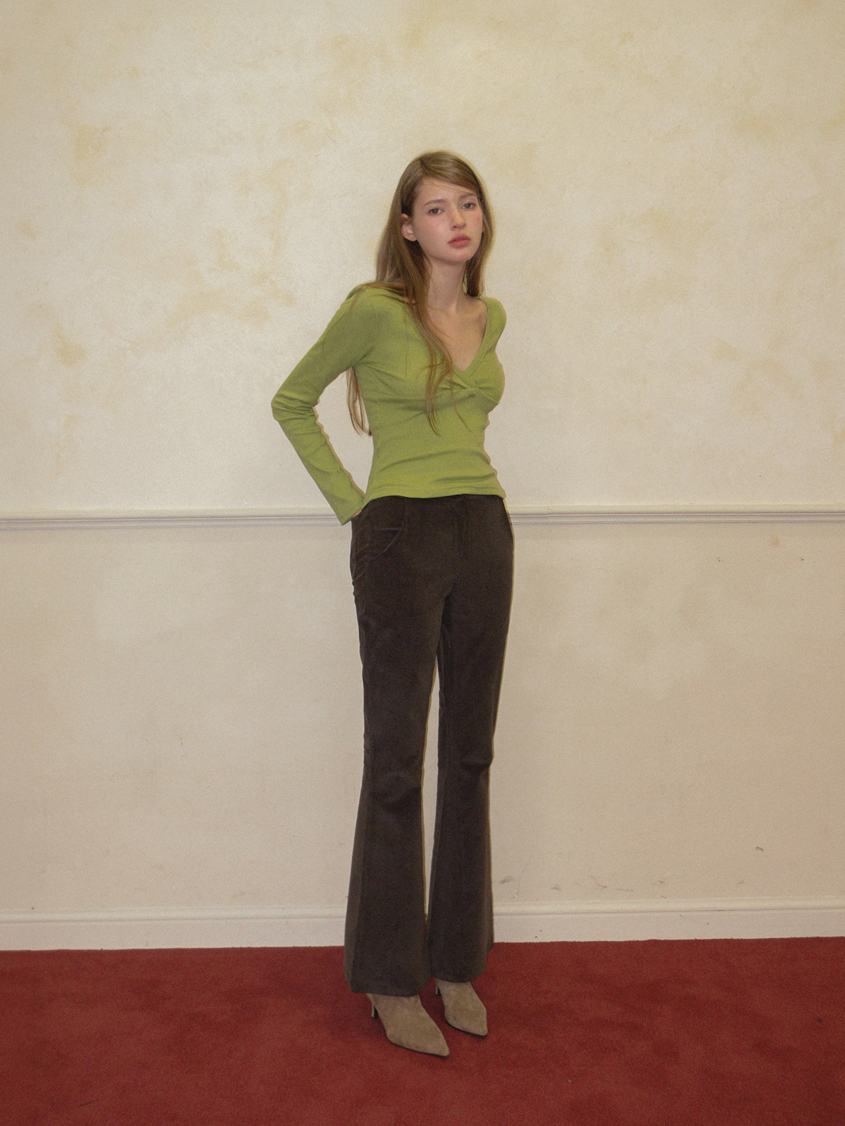 TWEE Relly wrap long sleeve T-shirt - Model styling view