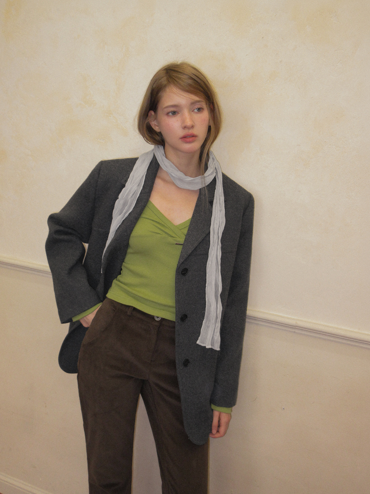 TWEE Relly wrap long sleeve T-shirt - Model styling view