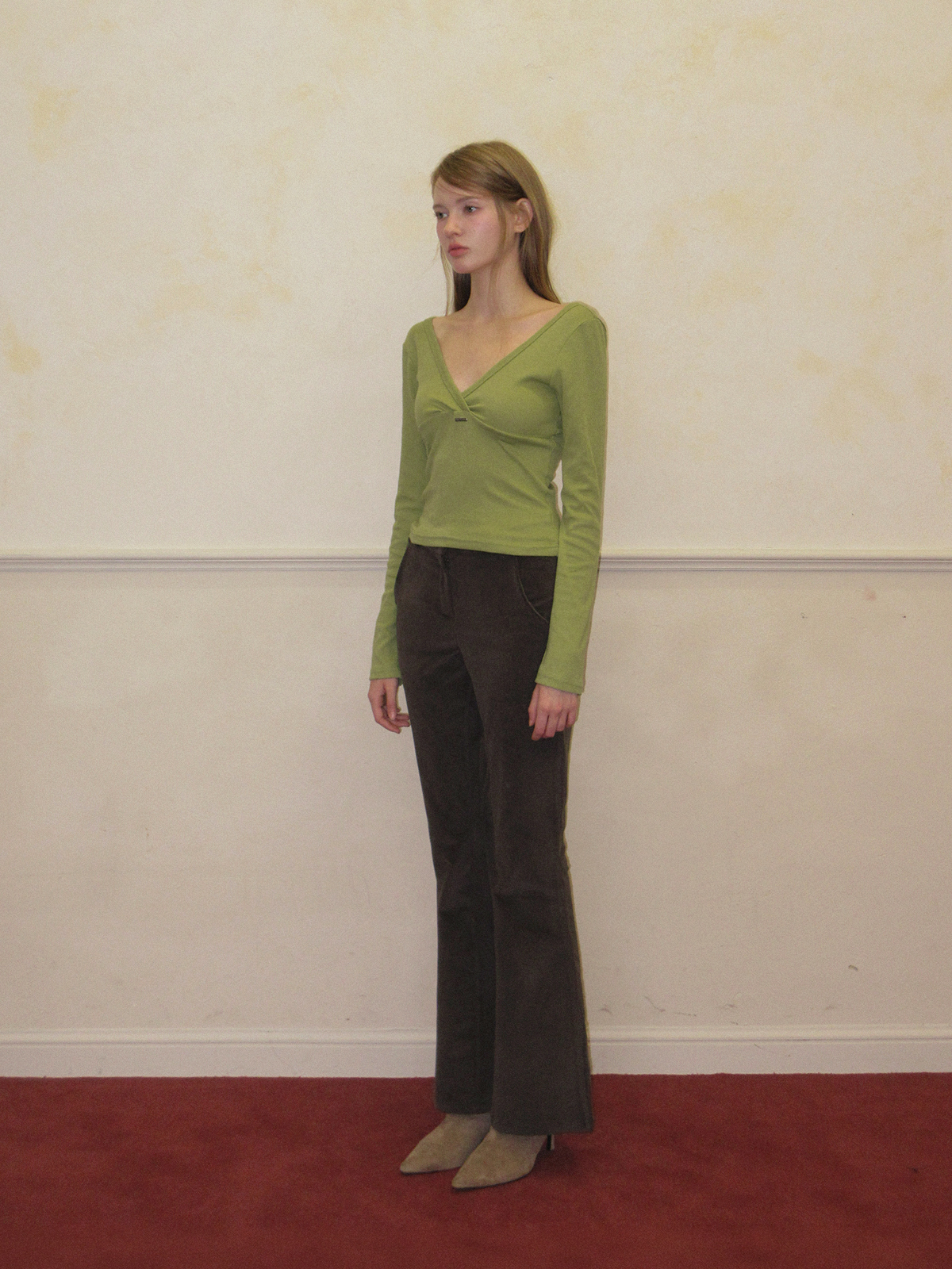 TWEE Relly wrap long sleeve T-shirt - Model styling view
