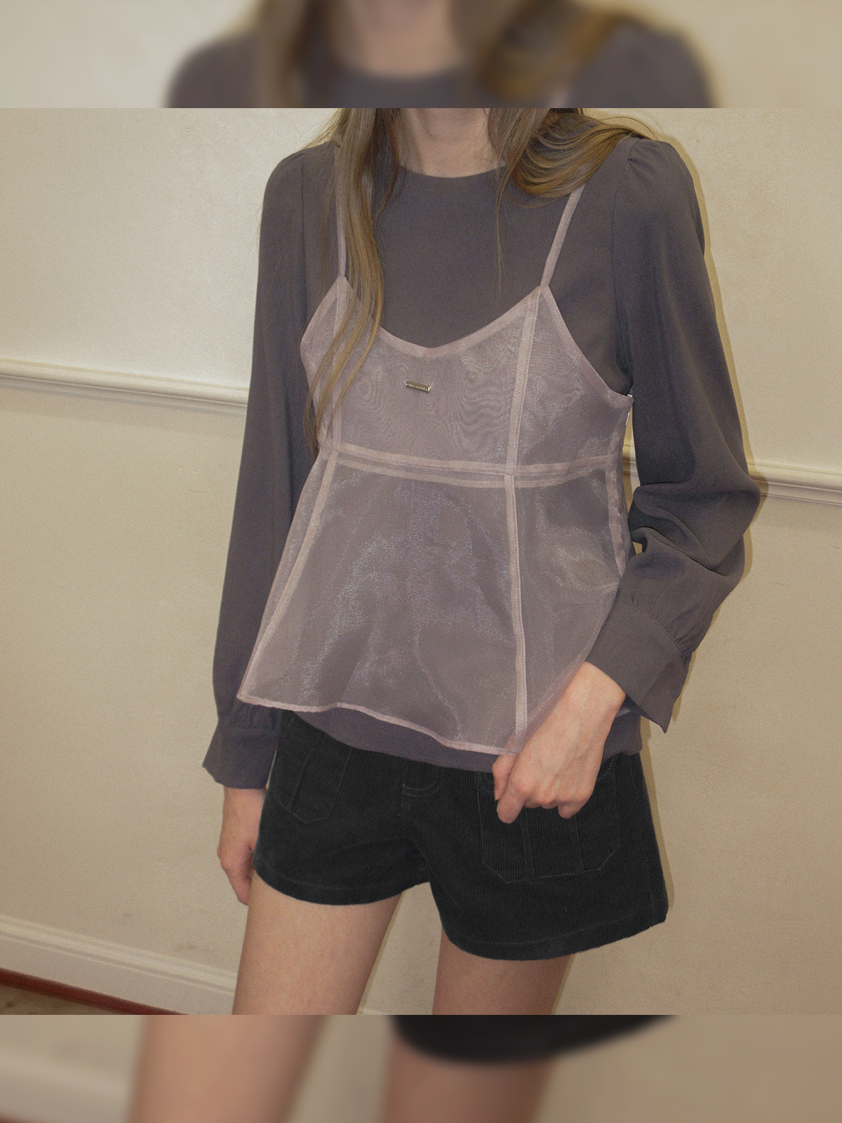 TWEE Beel pink see-through organza bustier - Model styling view
