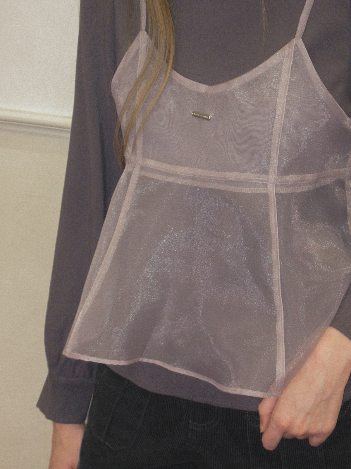 TWEE Beel pink see-through organza bustier - Model styling view