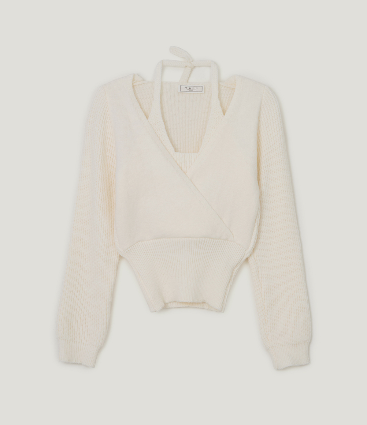 TWEE Tia halter layered wrap long sleeve knit - Product detail view