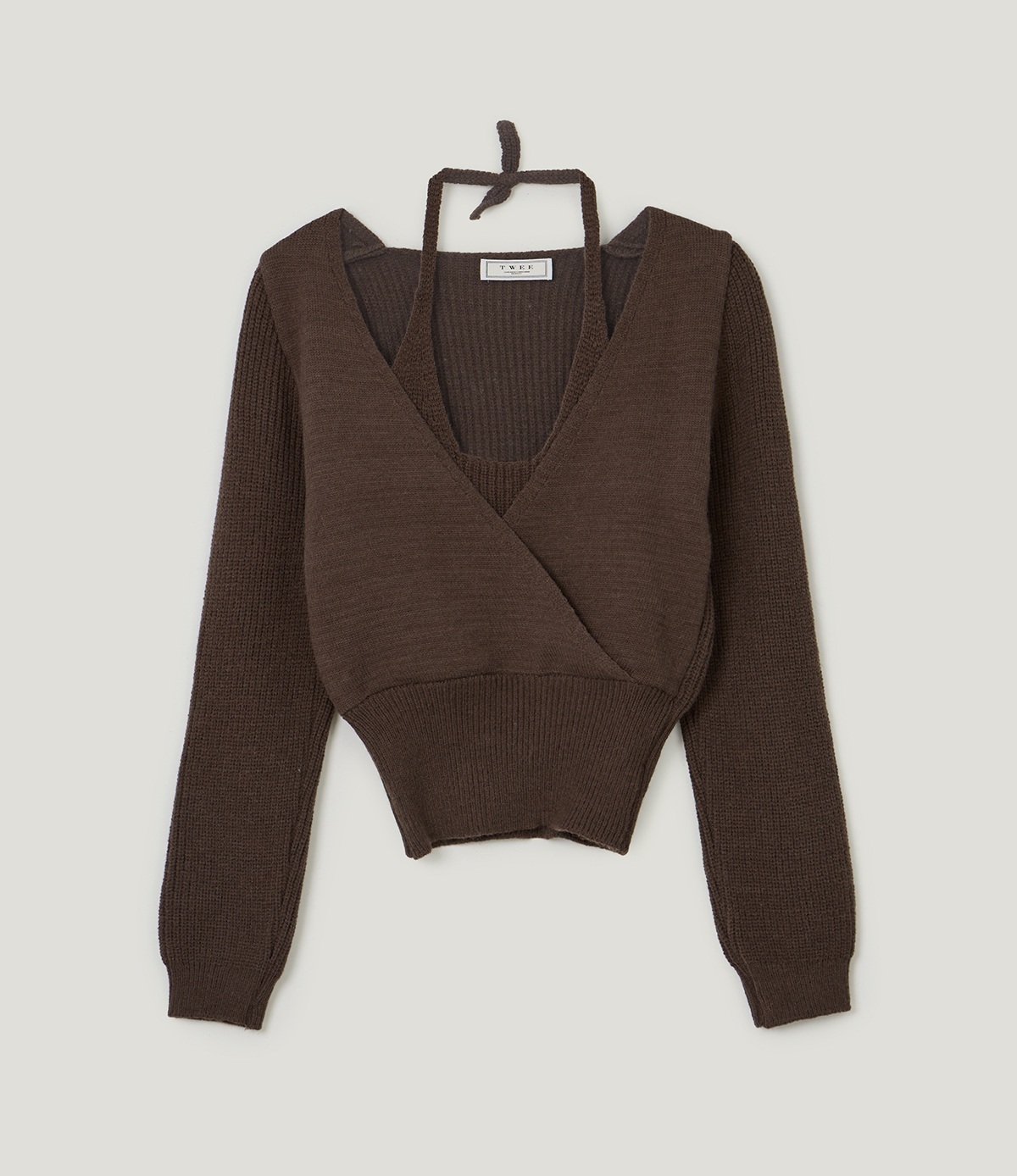 TWEE Tia halter layered wrap long sleeve knit - Product detail view