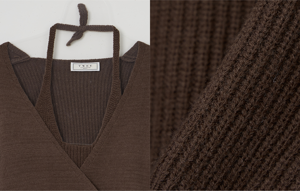 TWEE Tia halter layered wrap long sleeve knit - Product detail view