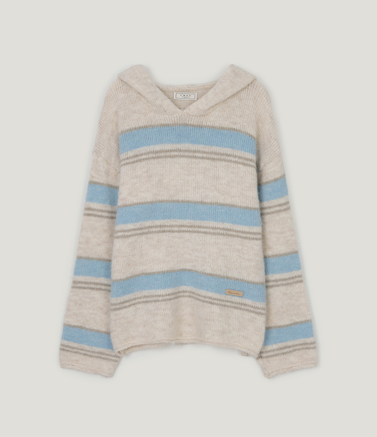 TWEE Cherit stripe oversized hood long sleeve knit - Product detail view