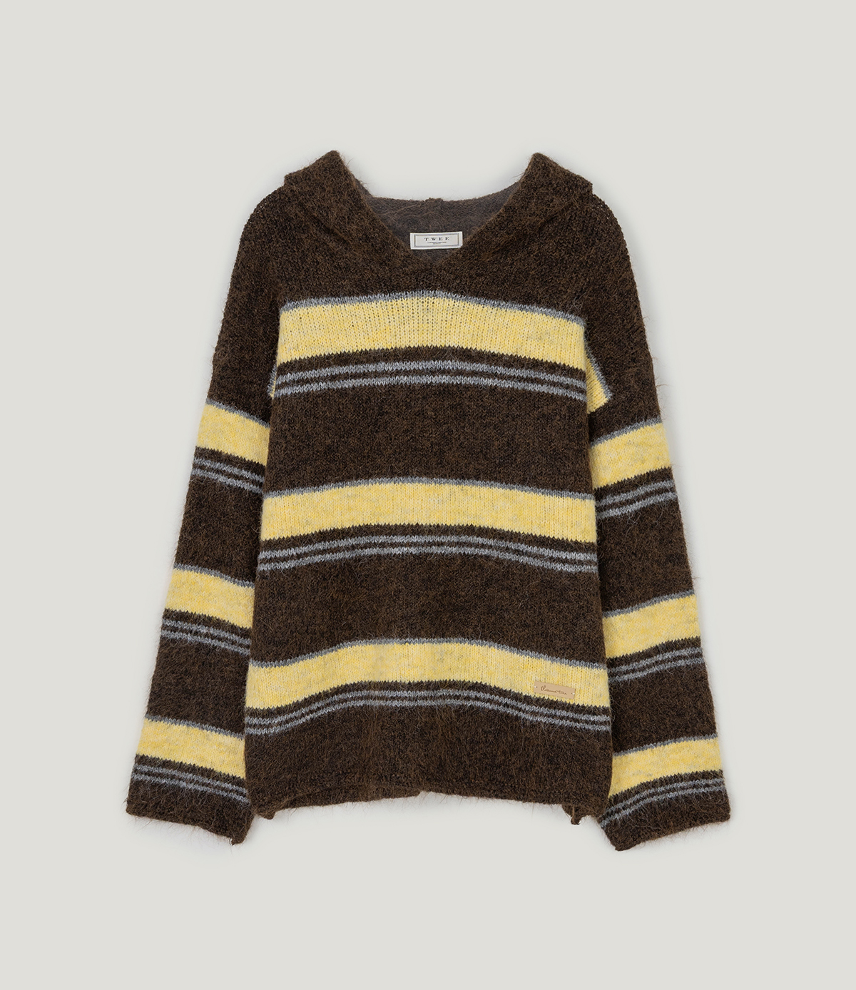 TWEE Cherit stripe oversized hood long sleeve knit - Product detail view