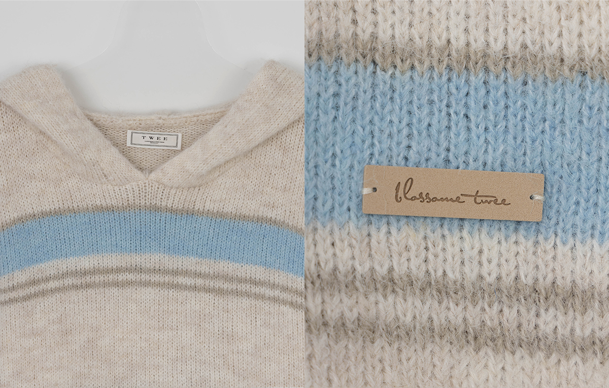 TWEE Cherit stripe oversized hood long sleeve knit - Product detail view