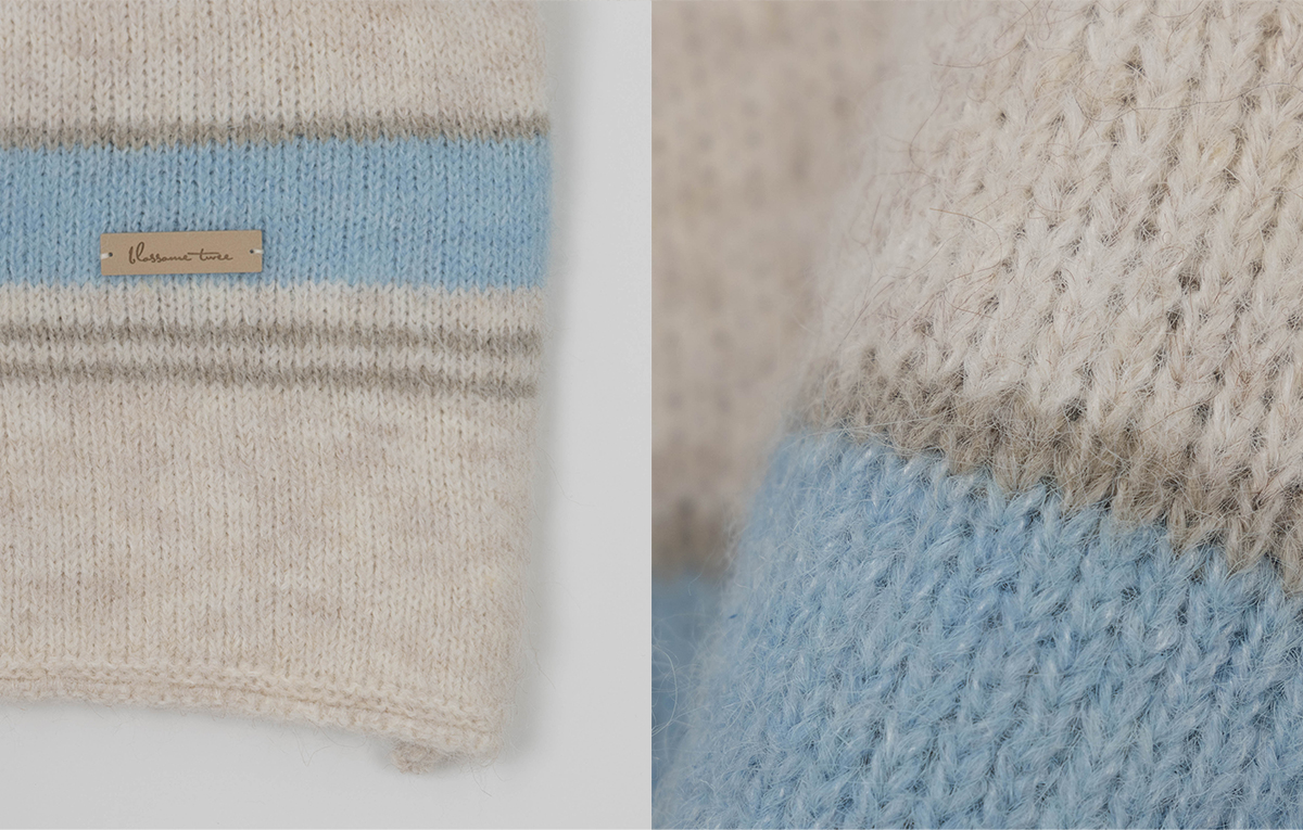 TWEE Cherit stripe oversized hood long sleeve knit - Product detail view