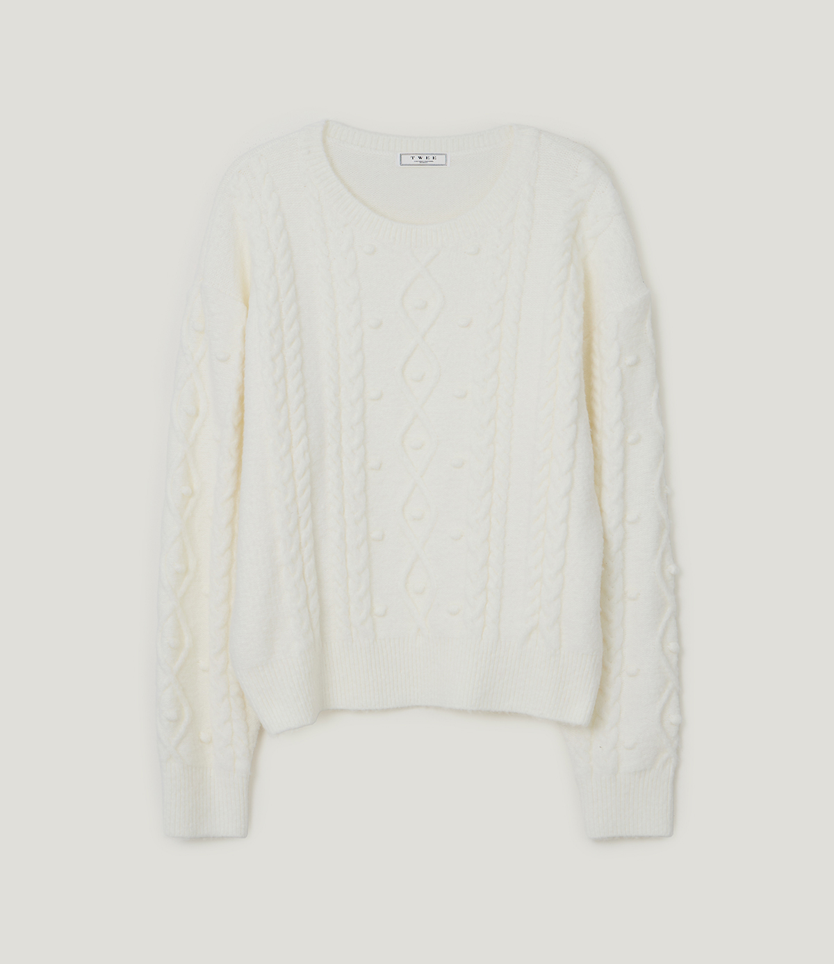 TWEE Kuti cable pattern round neck long sleeve knit - Product detail view