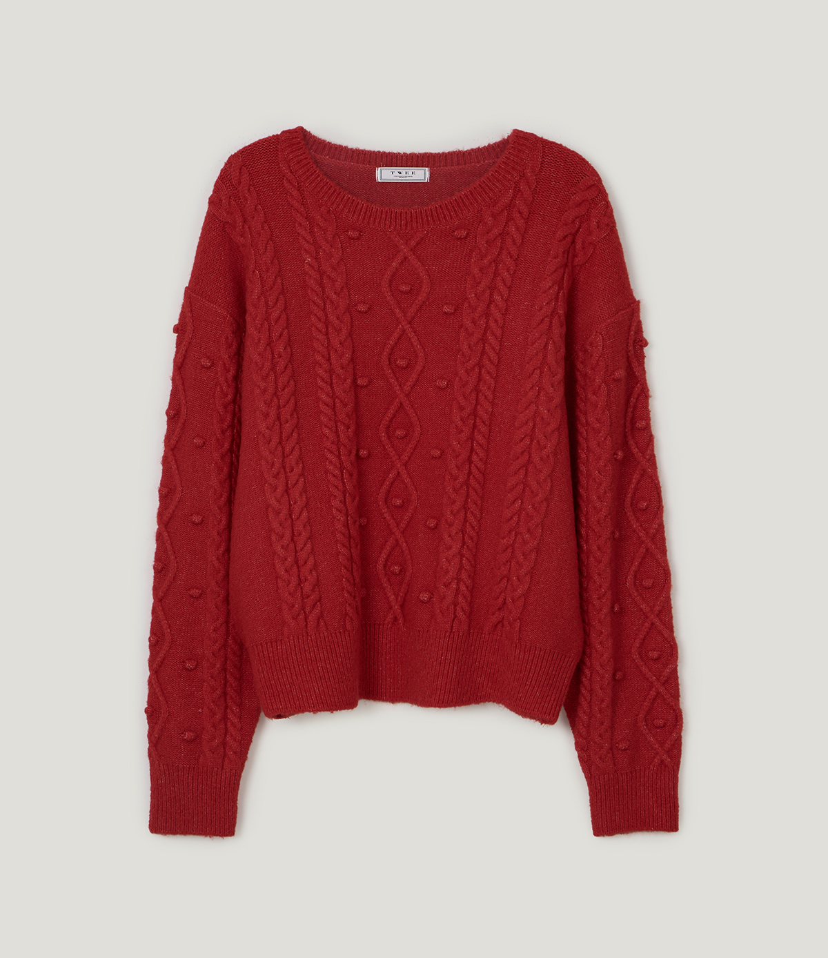 TWEE Kuti cable pattern round neck long sleeve knit - Product detail view