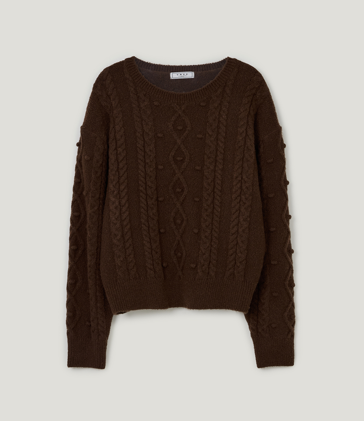 TWEE Kuti cable pattern round neck long sleeve knit - Product detail view