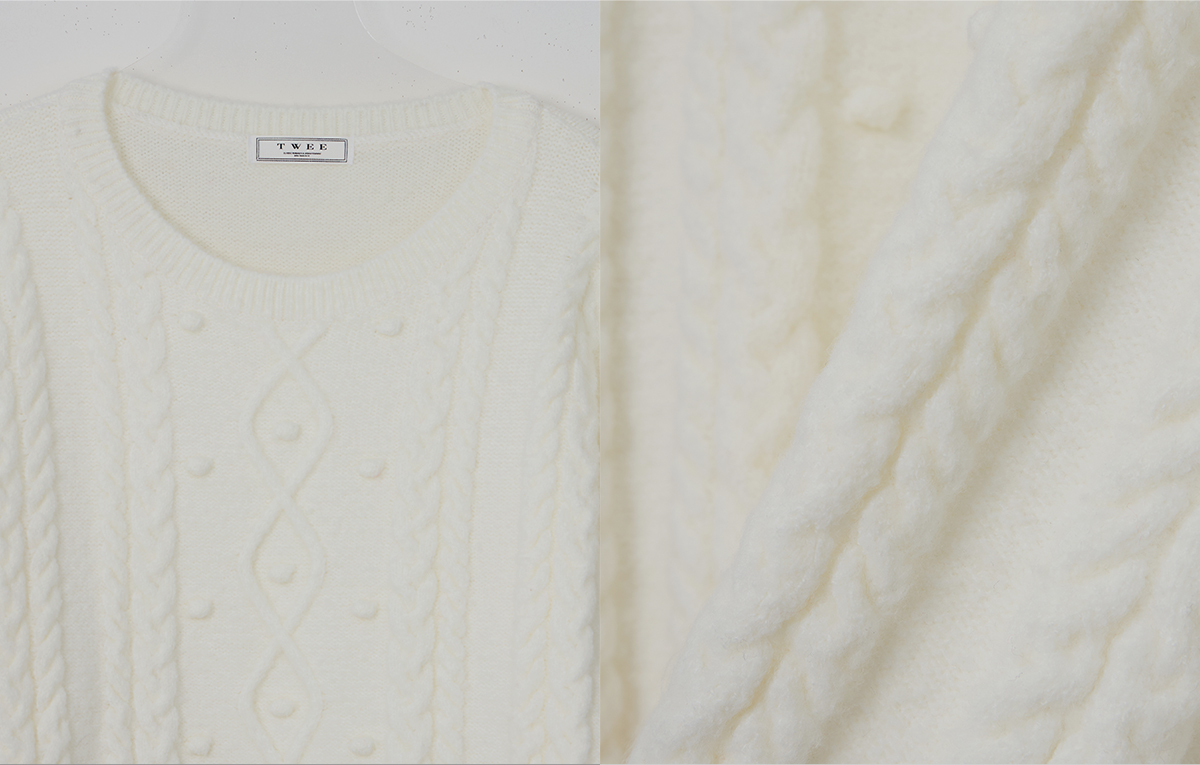 TWEE Kuti cable pattern round neck long sleeve knit - Product detail view
