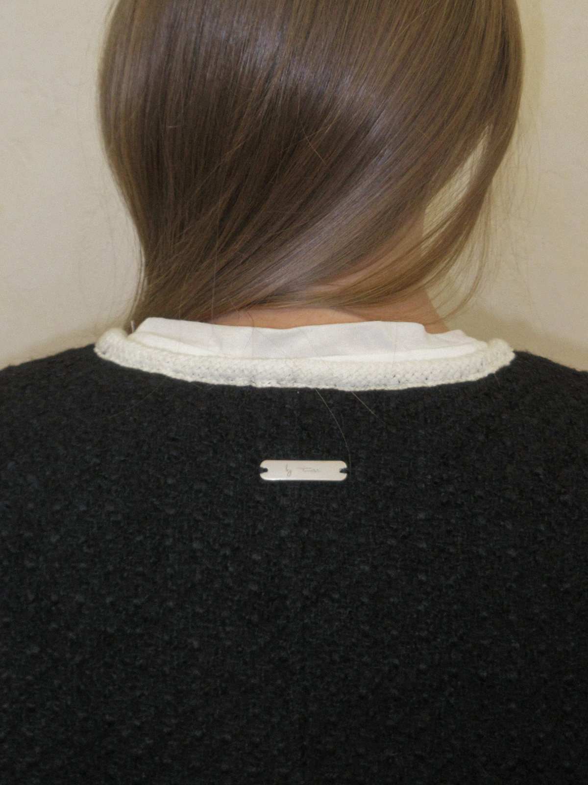 TWEE Osel contrast pocket long sleeve tweed jacket - Model styling view