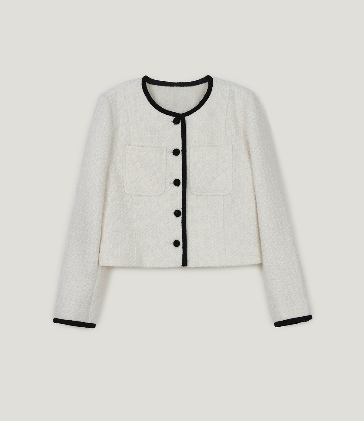 TWEE Osel contrast pocket long sleeve tweed jacket - Product detail view