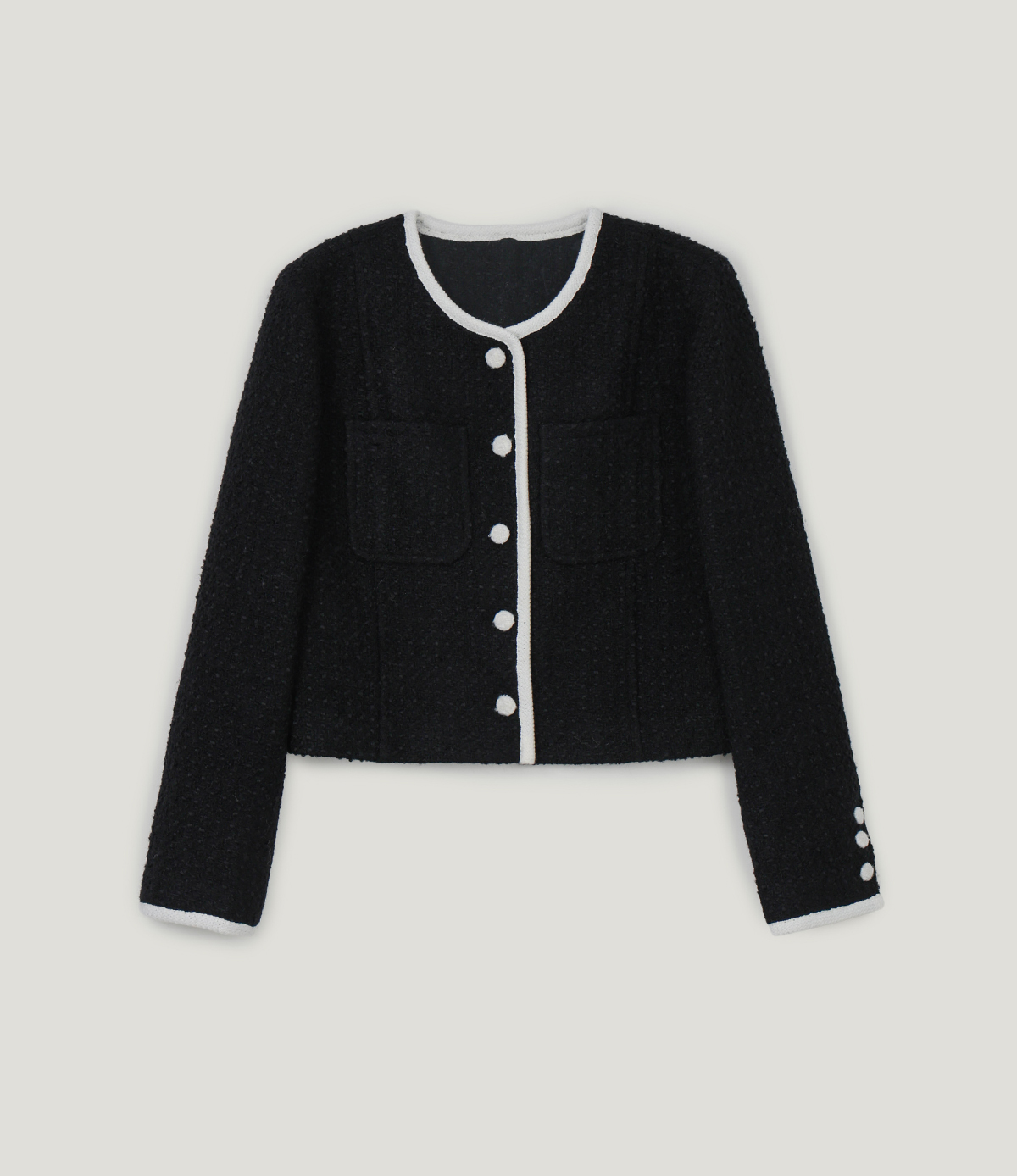 TWEE Osel contrast pocket long sleeve tweed jacket - Product detail view