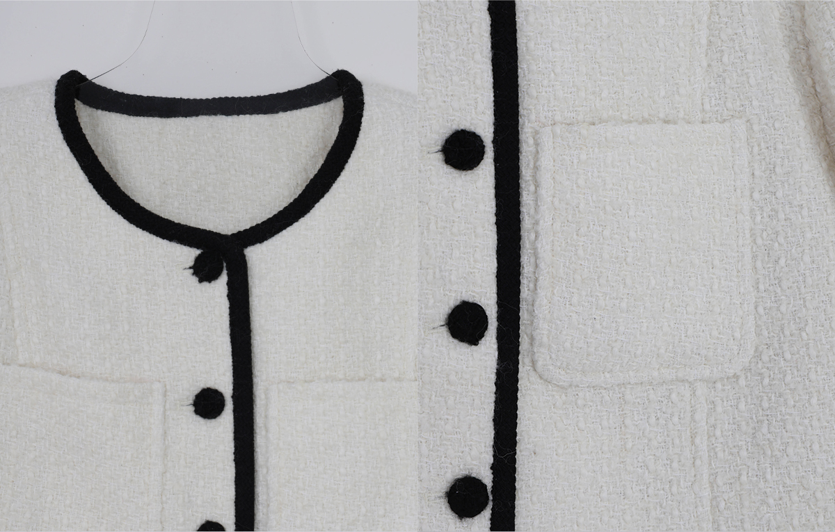 TWEE Osel contrast pocket long sleeve tweed jacket - Product detail view