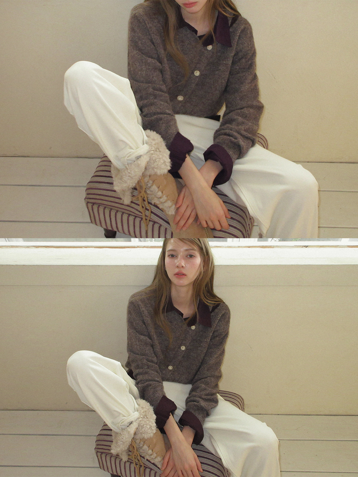 TWEE Pellit basic semi-wide long pants - Model styling view